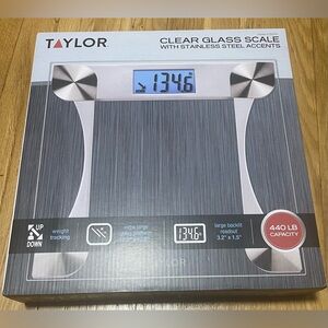 Taylor Clear Glass Digital Scale with Stainless Steel Accents - Silver